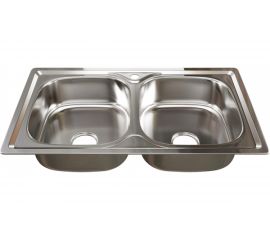 Врезная мойка mixline 46х81х18 см, 0.8, 2 чаши, выпуск 3 1/2, с сифоном 532312 