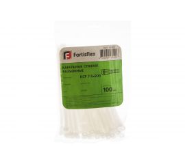 Нейлоновые разъемные стяжки FORTISFLEX КСР 7.5х200 белый 100 штук 56183 