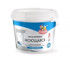 Водно-дисперсионная краска OLECOLOR база А, моющаяся, 1 кг 4300006575 