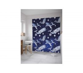 Штора (занавеска) для ванной JoyArty ""Киты-призраки"" из сатена, 180х200 см с крючками, sc_33547 