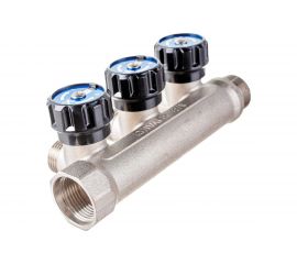 Коллектор с регулирующими вентилями IVANCI выходы с наружной резьбой, 3 выхода 3/4"x1/2" IVC.106600.N.02 