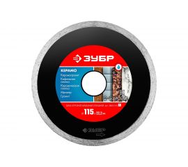 Диск алмазный отрезной ПРОФЕССИОНАЛ КЕРАМО (115х22.2 мм) Зубр 36615-115_z01 