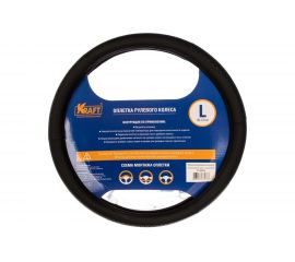 Оплетка KRAFT иск кожа с тиснением, черная, 40 см / L KT 800316 