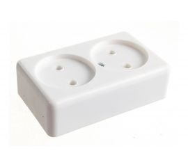 Розетка duwi о/п 2-местная б/з серия Basis, белый 26402 6 