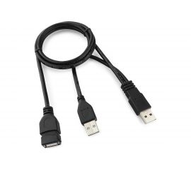Кабель Cablexpert, удлинитель, USB2.0 Pro, 2xAM/AF, 90cм, экранированный, черный, CCP-USB22-AMAF-3 