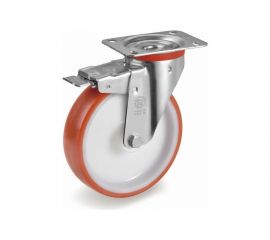 Колесо поворотное с тормозом (80/30 мм; 120 кг; полиуретан/полиамид) Tellure Rota 606601 