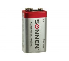 Батарейка SONNEN Крона солевая, 1 шт., в блистере, 451101 