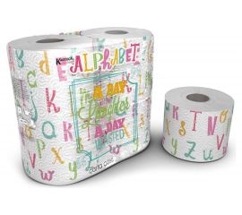 Туалетная бумага World Cart Алфавит с рисунком, Kartika Collection, 3 слоя, 4 рулона/200 листов KGAPH-TT-01 