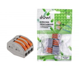 Соединительные монтажные клеммы с рычажком СМК 222-413, 2,5мм2, 5 шт. duwi 26610 5 
