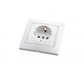 Одноместная розетка АБК-СИЛА, с заземляющим контактом 16А 220В ""ПАНДОРА"" белая 5401413 