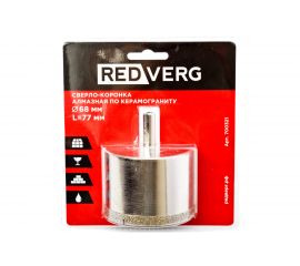 Сверло-коронка алмазная по керамограниту 68 мм REDVERG 6627093 