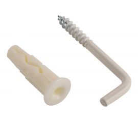 Дюбель ЕВРОПАРТНЕР MULTI 8 + крюк-шуруп, L-образный, d5 х L50 белый, 8 шт. RB2 0165 