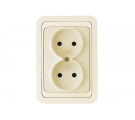 Двойная рамка без заземления, кремовая Makel Mimoza 25017 