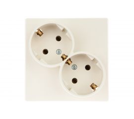 Розетка Simon 2х2К+З Schuko без шторок, слоновая кость 2450459-031 