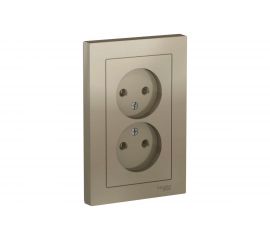 Розетка Schneider Electric 2-м ATLAS DESIGN без заземления, 16А, в сборе, шампань ATN000520 1240315 