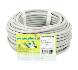 Кабель ЭлПроКабель твёрдый круглый NYM-О 2х2,5 20м ГОСТ 4630017856442 