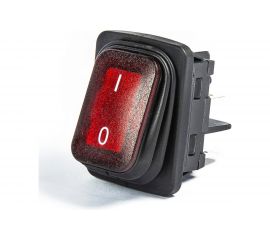 Клавишный выключатель Emas с подсветкой, красная клавиша, 1НО, 250 В AC, 16 А A54B1K11 