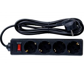 Удлинитель ExeGate EC-4-3B 4 евро с заземлением, 3м, выключатель с подсветкой, черный 279397 