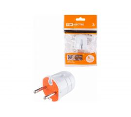 Вилка без заземления TDM белая с красной вставкой, 10А, 250В SQ1806-0209 