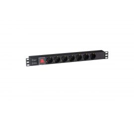 Блок розеток ExeGate ServerPro PDU-19H703 Al-7S-C20-SW, 19, 1U, алюминий, 7 Schuko, С20 280838 
