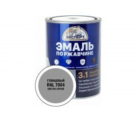 Эмаль по ржавчине 3в1 глянцевая ЭКСПЕРТ светло-серый RAL 7004 0,8 кг 28243 