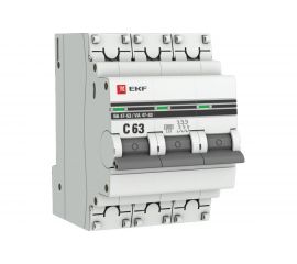 Автоматический выключатель EKF 3P 63А 6кА ВА 47-63 PROxima SQmcb4763-6-3-63C-pro 