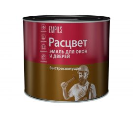 Алкидная эмаль Расцвет для окон и дверей, глянцевая, для наружных и внутренних работ, 1.9 кг 10557 