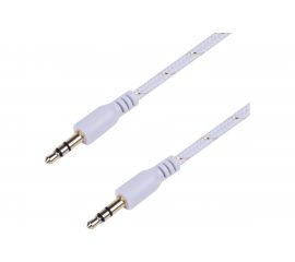 Кабель AUX аудио 3.5 мм REXANT в тканевой оплетке 1 м белый 18-4070 