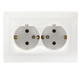 Розетка Smartbuy 2-местная с заземлением 16А белая Венера SBE-01w-16-S2-Z 