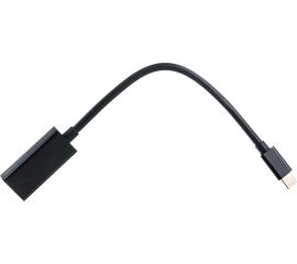 Переходник Cablexpert, miniDisplayPort - HDMI, 20M/19F, кабель 15 см, черный, пакет, A-mDPM-HDMIF-02 