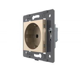 Электрическая розетка LIVOLO с заземлением защитными шторками 16A, зажимы, цвет золотой (механизм) VL-FCTC16A-2APS01 
