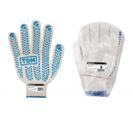 Хлопчатобумажные перчатки с ПВХ TDM Протектор, белые, 1 пара, SQ1016-0201 