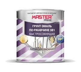 Грунт-эмаль по ржавчине MASTER PRIME 3 в 1 быстросохнущая, серый, 2 л 430 4300005414 