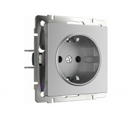 Розетка WERKEL WL06-SKGS-01-IP44 с заземлением и шторками серебряный a029831 