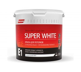 Краска для потолков PARADE SUPER WHITE E1 база А 2,7 л Россия Лк-00008437 