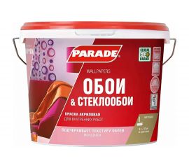 Краска акриловая PARADE W110 Обои & Стеклообои база А 9 л Россия 90002825593 