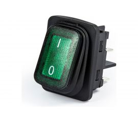 Клавишный выключатель Emas с подсветкой, зелёная клавиша, 1НО, 250В AC, 16А A54B1Y11 