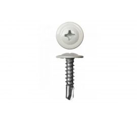 Саморез Стройметиз 4,2х19 металл-металл с прессшайбой, сверло, RAL 9003, уп. 20 шт. европодвес 2530121 