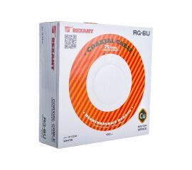 Коаксиальный кабель REXANT RG-6U+Cu, 75 Ом, Cu/Al/Cu/Al, 90%, две фольги, бухта 100 м, белый 01-2241 