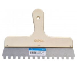 Зубчатый шпатель DEKOR HASSAN 30см деревянная изогнутая ручка зуб 10х10мм 1441 