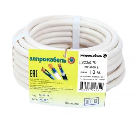 Провод ЭлПроКабель гибкий круглый ПВС 2х0,75 10м ГОСТ 4630017848614 