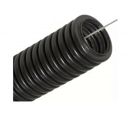 Гофрированная труба DKC DN12мм, 50м ПВ-2, Dвн 12,2 мм, Dнар 15,8 мм, полиамид 6, цвет чёрный, с протяжкой PA611216F2 