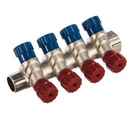 Коллектор с регулирующими вентилями 3/4х4 вых. 1/2 нар. Valtec VTc.560.N.0504 