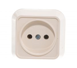 1-местная розетка Makel ОП 16А IP20 без заземления квадратная кремовый 45202 