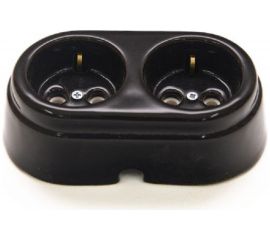 Двухместная керамическая розетка Interior Electric черная, серия ""АРБАТ"" РК2004 