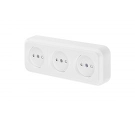 Розетка Bylectrica, 3-местная ОУ со шторкой, серия ПРАЛЕСКА, белый РА16-275 
