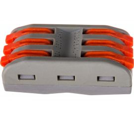 Строительно-монтажная клемма STEKKER 3 контактные группы 1 ввод, 1вывод на полюс, LD222-423, 25шт, 39036 