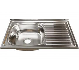 Мойка mixline 50х80х18 см, 0.8, левый выпуск 3 1/2, с сифоном 528177 