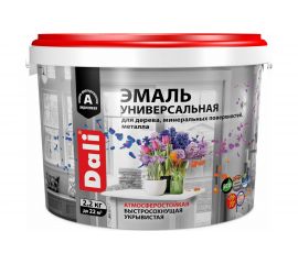 Эмаль акриловая Dali универсальная полуматовая черная Ral 9005 РОГНЕДА 0,9 кг 221448 