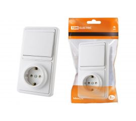 Блок TDM комбинированный, БКВР 1-но клавишный выключатель, розетка, 2П З с з/ш SQ1813-0001 